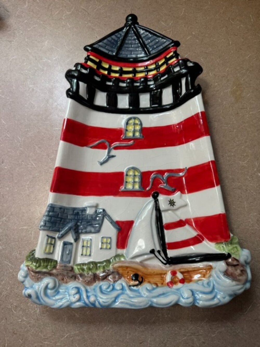 Lighthouse ceramic snack dish